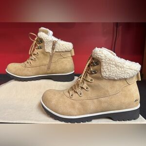 JBU by Jambu Redrock Tan & Cream Faux Suede & Fur Ankle Boots Women’s Size 9M